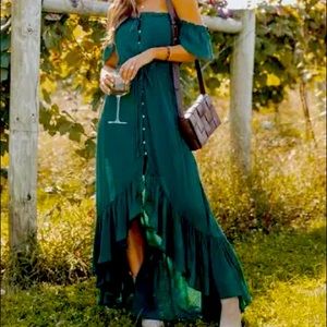 Magnolia boutique off the shoulder ruffle high low maxi